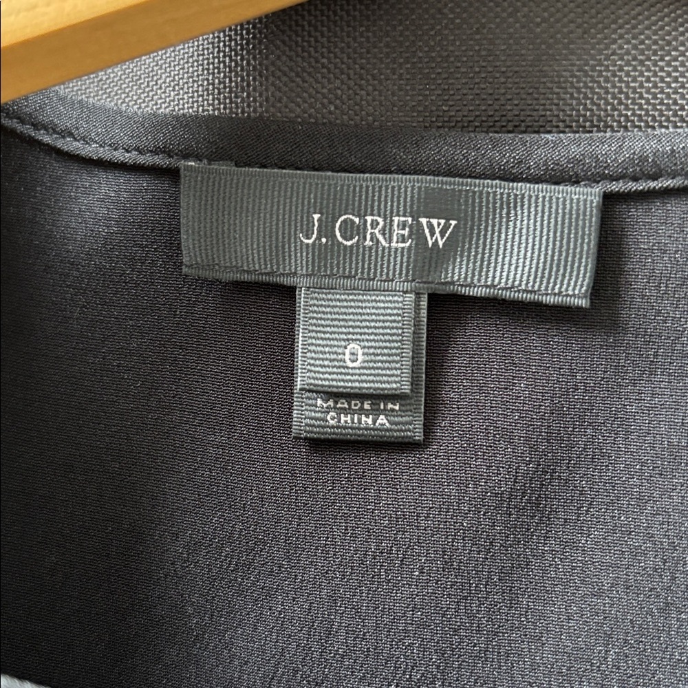 J.Crew 100% Silk Bell Sleeve Blouse Black Keyhole Career Size 0 - Picture 3 of 11